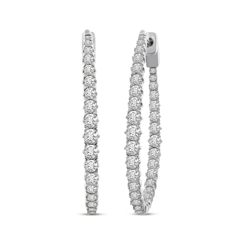 Main Image 1 of Diamond Inside-Out Oval Hoop Earrings 3 ct tw 10K White Gold