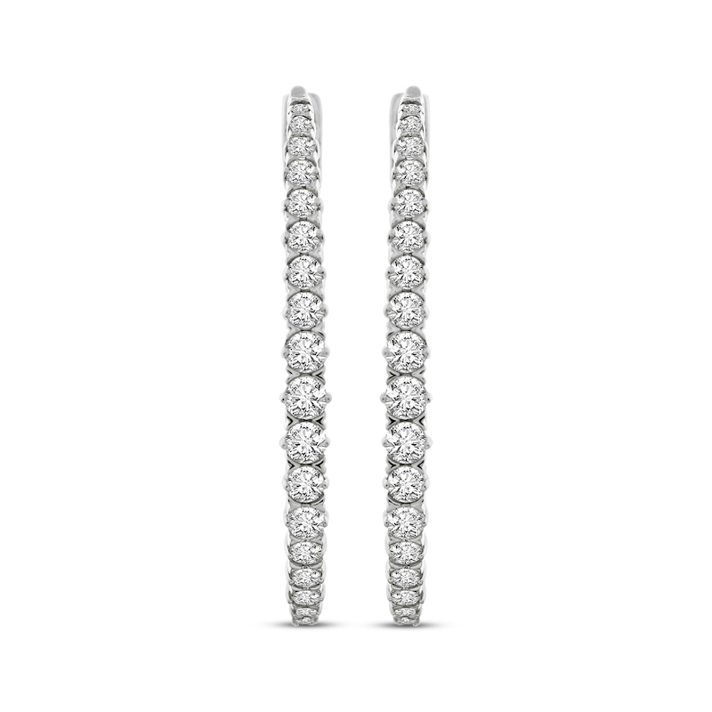 Main Image 2 of Diamond Inside-Out Oval Hoop Earrings 3 ct tw 10K White Gold