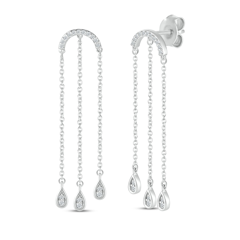 Main Image 1 of Diamond Arch Dangle Earrings 1/6 ct tw Sterling Silver