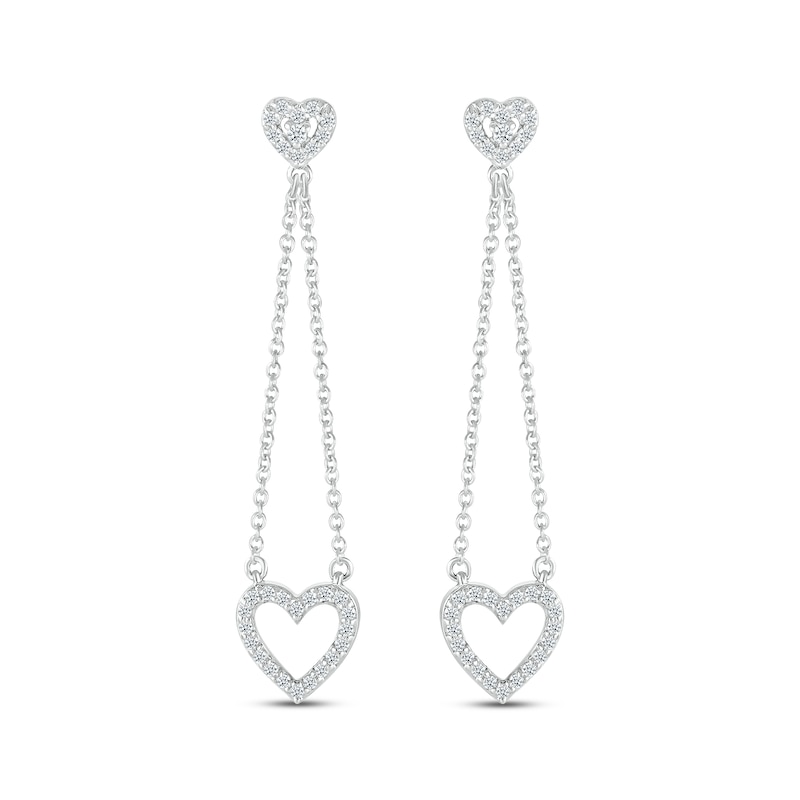 Main Image 2 of Diamond Heart Dangle Earrings 1/4 ct tw Sterling Silver