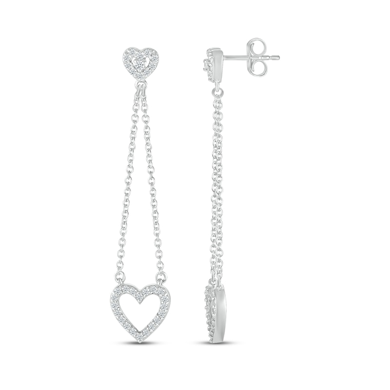 Main Image 3 of Diamond Heart Dangle Earrings 1/4 ct tw Sterling Silver