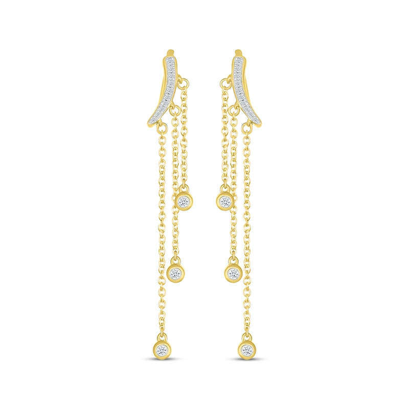 Diamond Curved Climber Dangle Earrings 1/10 ct tw 10K Yellow Gold