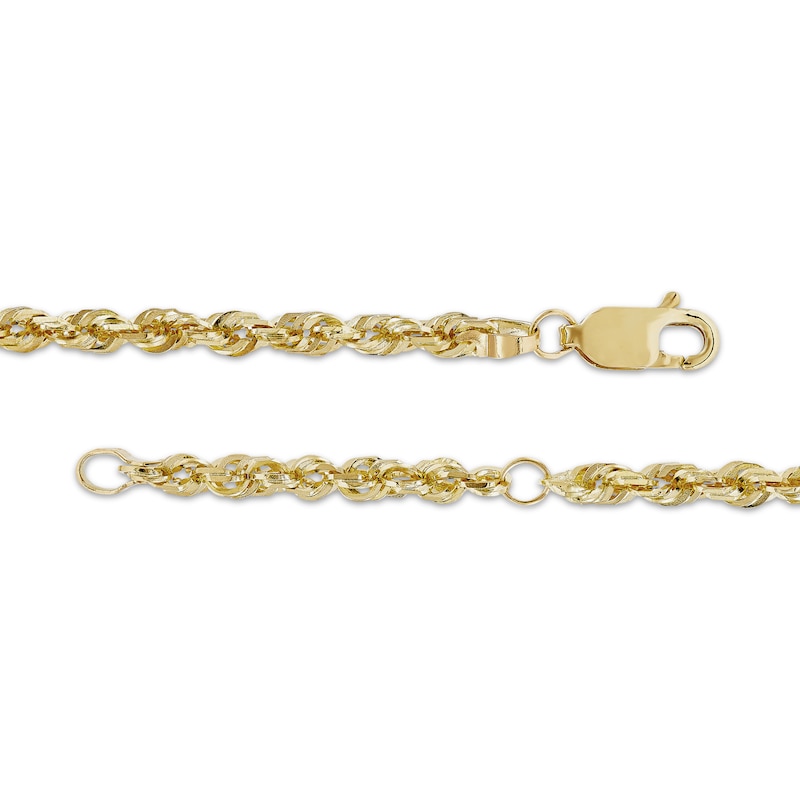 Main Image 2 of Glitter Rope Chain Anklet Solid 10K Yellow Gold 10”