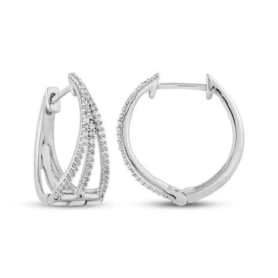 Diamond Three-Row Split Hoop Earrings 1/4 ct tw 10K White Gold