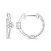 Thumbnail Image 1 of Diamond Flower Hoop Earrings 1/10 ct tw 10K White Gold