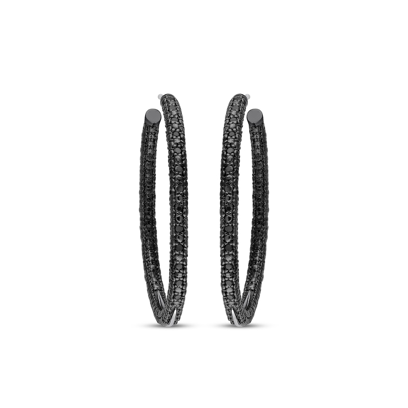 Main Image 2 of Black Diamond Hoop Earrings 1/4 ct tw Sterling Silver