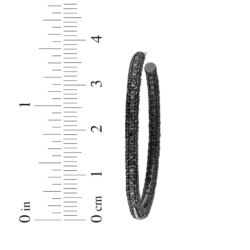 Main Image 3 of Black Diamond Hoop Earrings 1/4 ct tw Sterling Silver