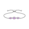 Thumbnail Image 1 of Gems of Serenity Oval-Cut Pastel Pink & Round-Cut White Lab-Created Sapphire Bolo Bracelet Sterling Silver