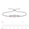 Thumbnail Image 1 of Gems of Serenity Oval-Cut Pastel Pink & Round-Cut White Lab-Created Sapphire Bolo Bracelet Sterling Silver