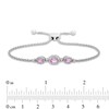 Thumbnail Image 2 of Gems of Serenity Oval-Cut Pastel Pink & Round-Cut White Lab-Created Sapphire Bolo Bracelet Sterling Silver