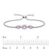 Thumbnail Image 1 of Gems of Serenity Oval-Cut Pastel Pink & Round-Cut White Lab-Created Sapphire Bolo Bracelet Sterling Silver