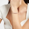 Thumbnail Image 4 of Gems of Serenity Oval-Cut Pastel Pink & Round-Cut White Lab-Created Sapphire Bolo Bracelet Sterling Silver