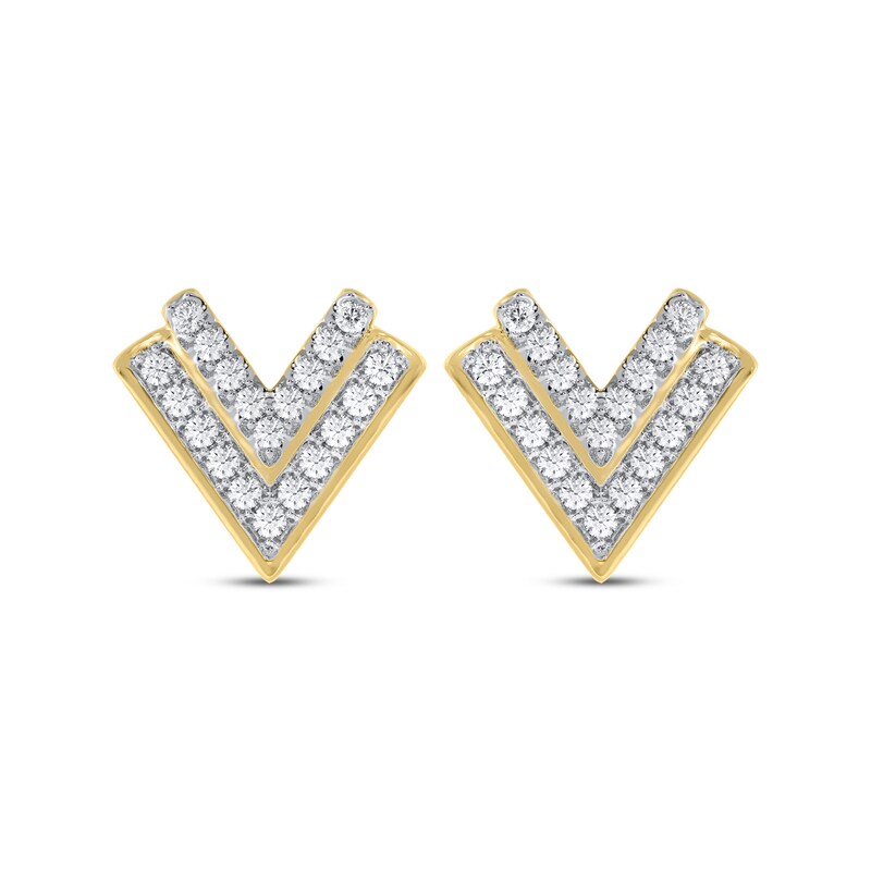 Diamond Chevron Stud Earrings 1/4 ct tw 10K Yellow