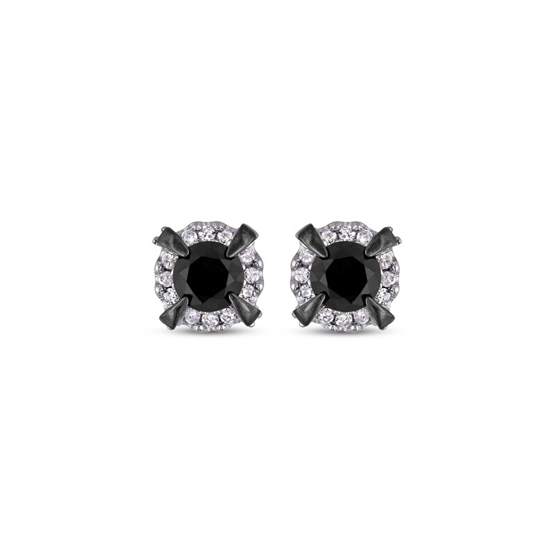 Black & White Diamond Stud Earrings 1 ct tw 10K White Gold