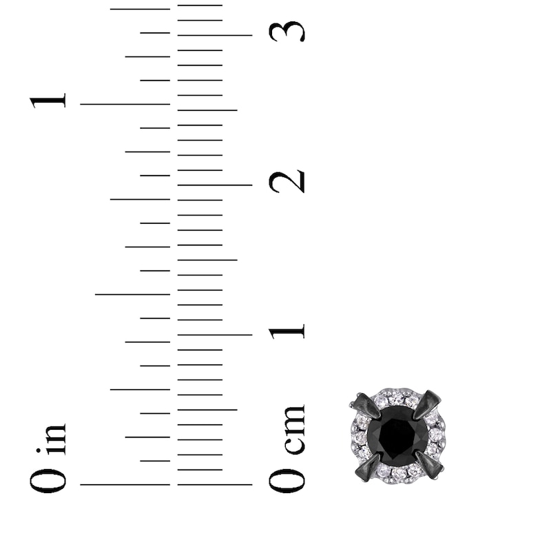 Main Image 3 of Black & White Diamond Stud Earrings 1 ct tw 10K White Gold