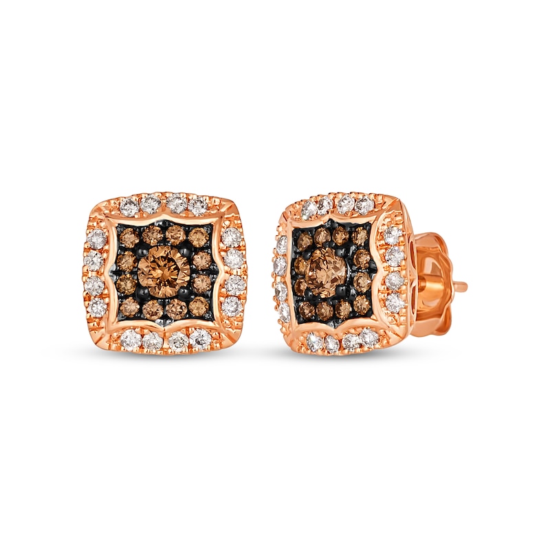 Main Image 1 of Le Vian Chocolate Diamond Stud Earrings 5/8 ct tw 14K Strawberry Gold
