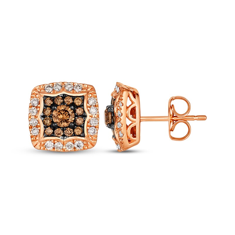 Main Image 3 of Le Vian Chocolate Diamond Stud Earrings 5/8 ct tw 14K Strawberry Gold