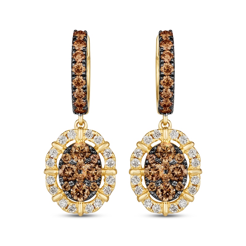 Main Image 2 of Le Vian Chocolate Diamonds Hoop Drop Earrings 1-1/6 ct tw 14K Honey Gold