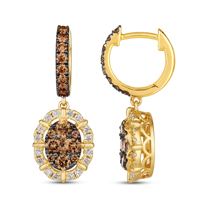 Main Image 3 of Le Vian Chocolate Diamonds Hoop Drop Earrings 1-1/6 ct tw 14K Honey Gold