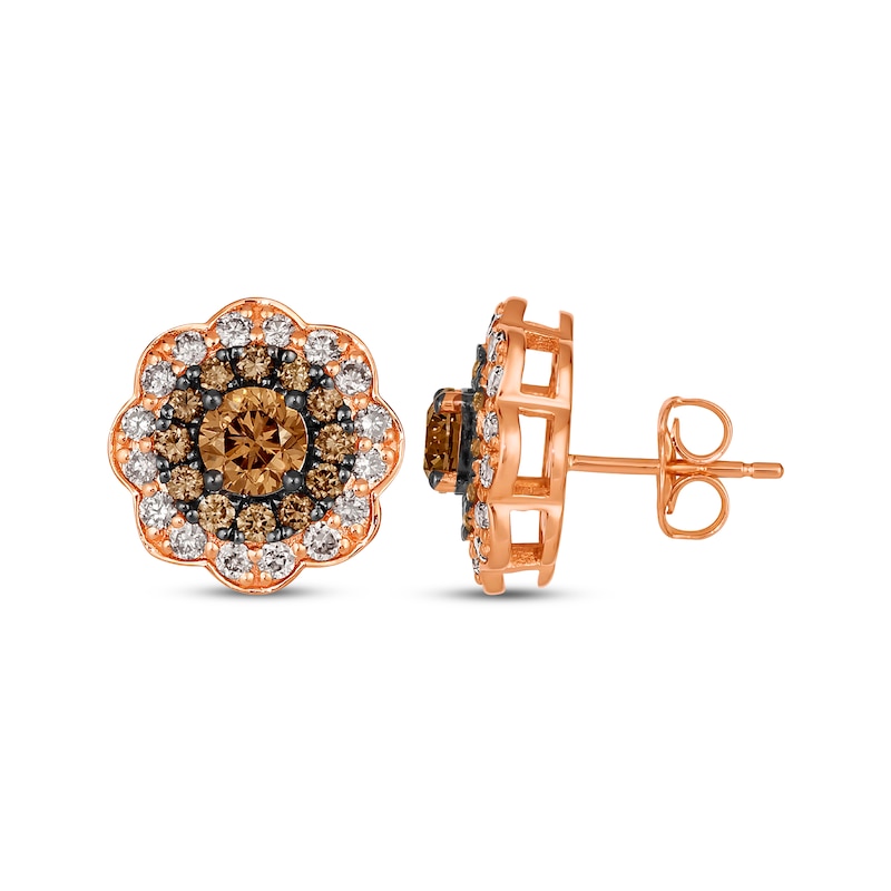 Main Image 3 of Le Vian Chocolate Diamond Stud Earrings 1-7/8 ct tw 14K Strawberry Gold
