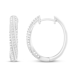 Diamond Twist Hoop Earrings 1/6 ct tw Sterling Silver