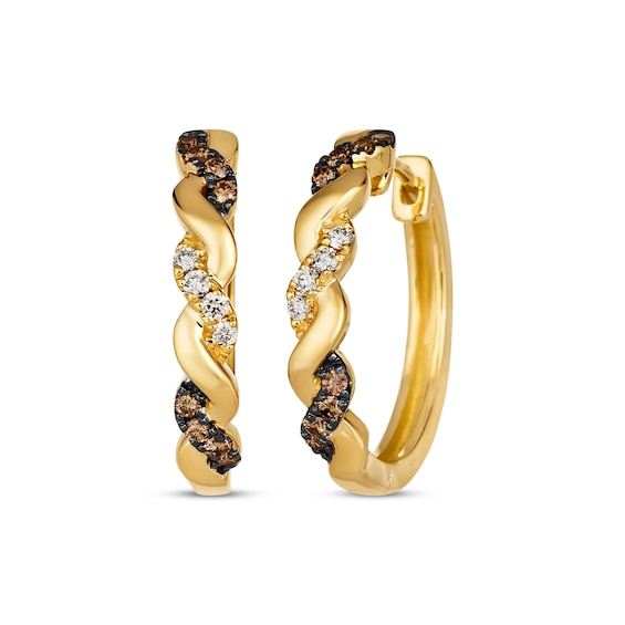 Le Vian Chocolate Twist Round-Cut Diamond Hoop Earrings 3/8 ct tw 14K Honey Gold