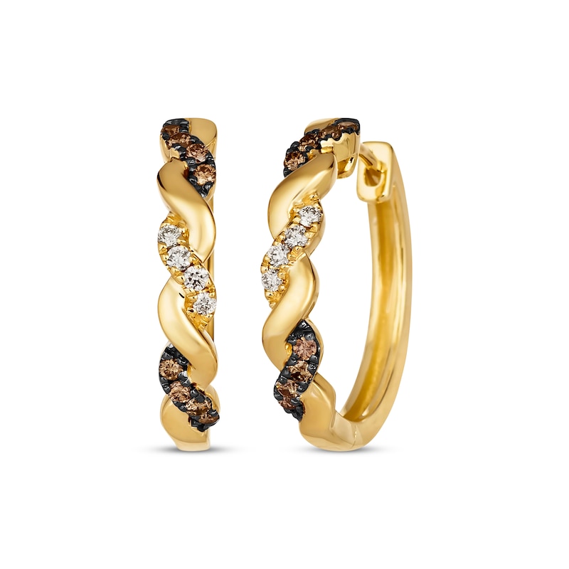 Main Image 1 of Le Vian Chocolate Twist Round-Cut Diamond Hoop Earrings 3/8 ct tw 14K Honey Gold
