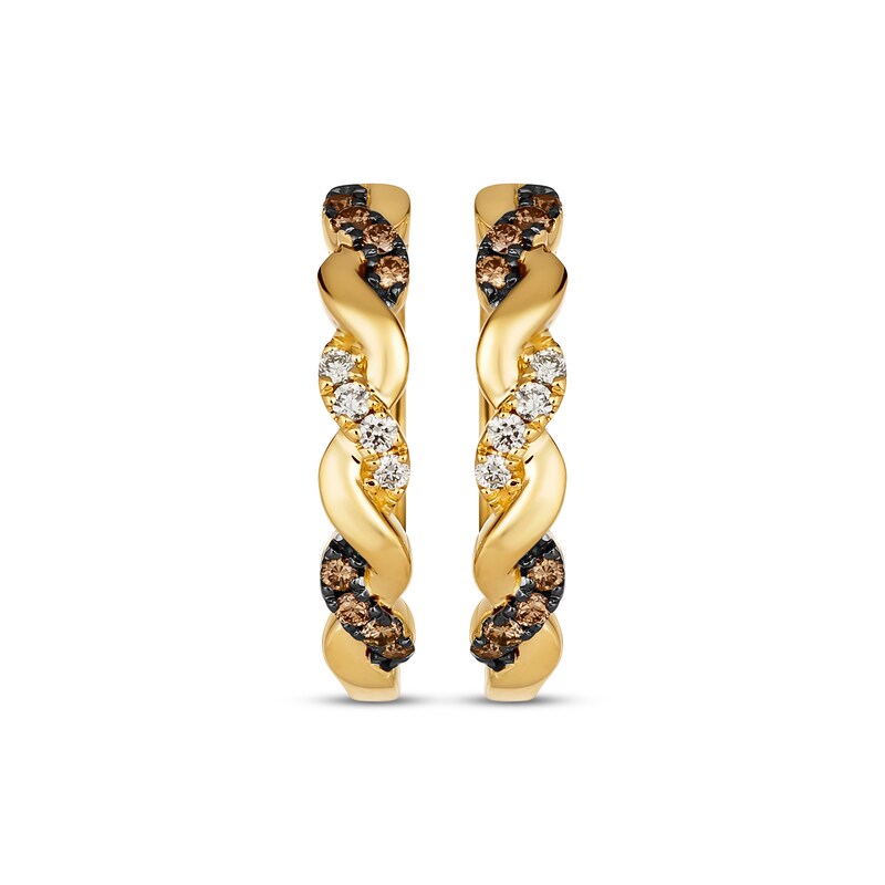 Main Image 2 of Le Vian Chocolate Twist Round-Cut Diamond Hoop Earrings 3/8 ct tw 14K Honey Gold