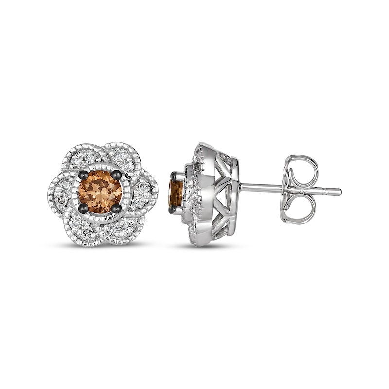 Main Image 3 of Le Vian Chocolate Diamond Stud Earrings 7/8 ct tw 14K Vanilla Gold