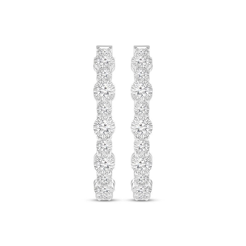 Diamond Hoop Earrings 1/4 ct tw 10K White Gold