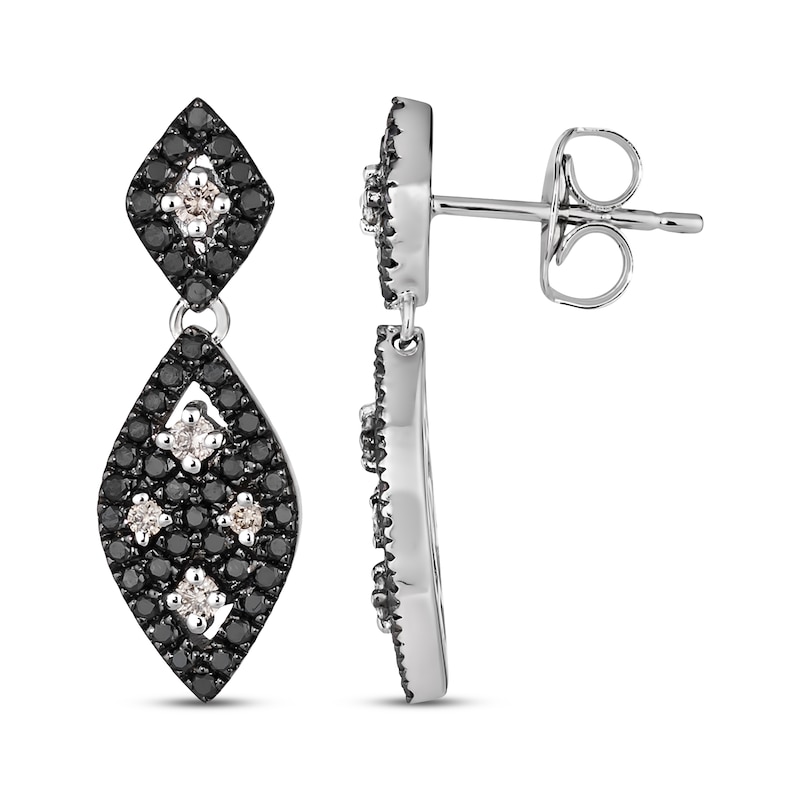 Main Image 3 of Le Vian Diamond Lattice Weave Marquise Drop Earrings 1/2 ct tw 14K Vanilla Gold