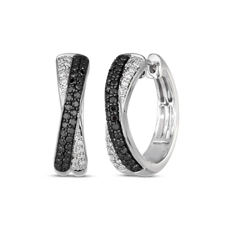 Main Image 1 of Le Vian Diamond Crossover Hoop Earrings 5/8 ct tw 14K Vanilla Gold