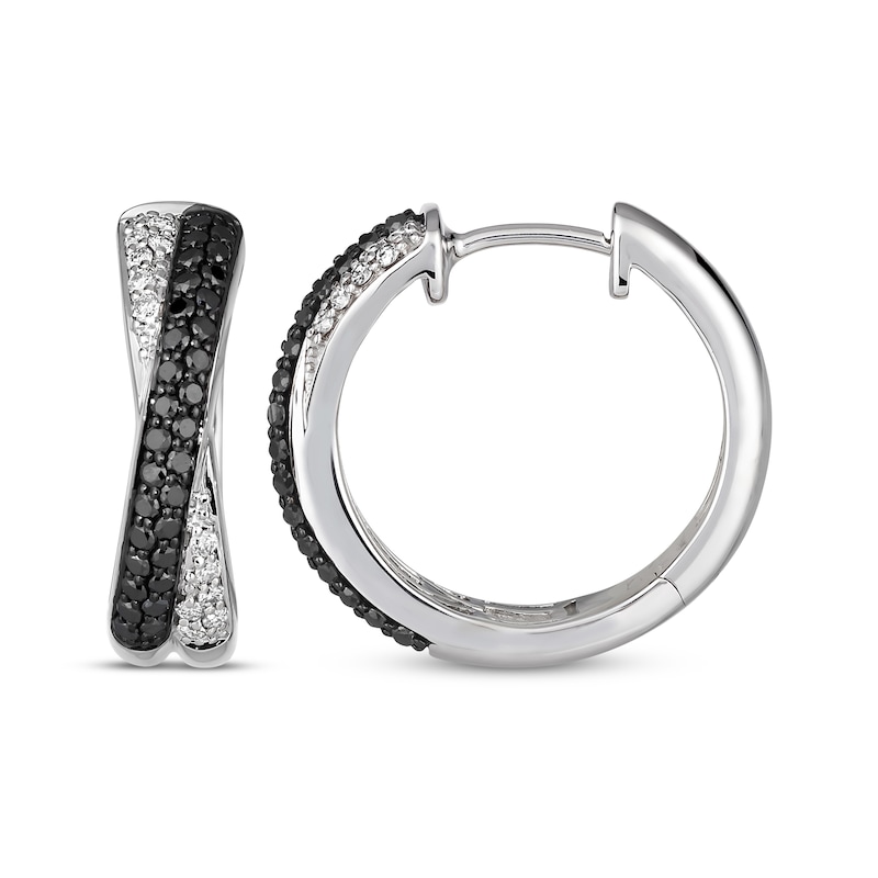Main Image 3 of Le Vian Diamond Crossover Hoop Earrings 5/8 ct tw 14K Vanilla Gold