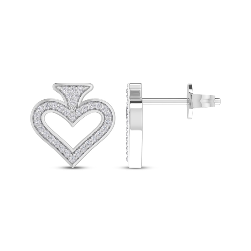 Main Image 1 of Diamond Accent Spade Stud Earrings Sterling Silver