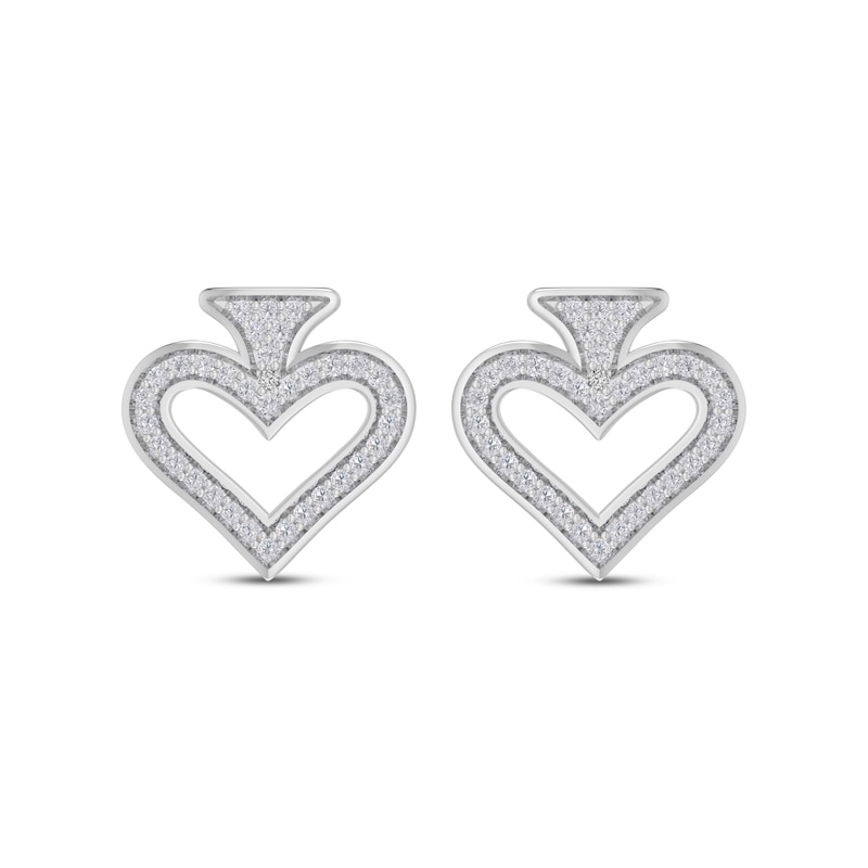Diamond Accent Spade Stud Earrings Sterling Silver