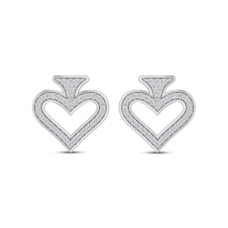 Main Image 2 of Diamond Accent Spade Stud Earrings Sterling Silver
