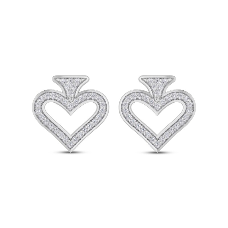 Diamond Accent Spade Stud Earrings Sterling Silver