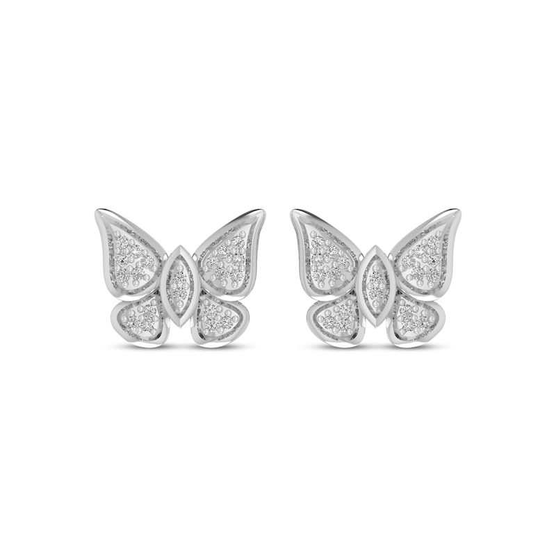 Diamond Butterfly Stud Earrings 1/10 ct tw Sterling Silver