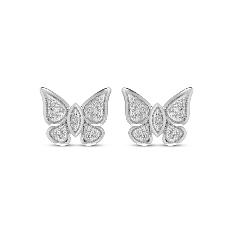 Main Image 2 of Diamond Butterfly Stud Earrings 1/10 ct tw Sterling Silver