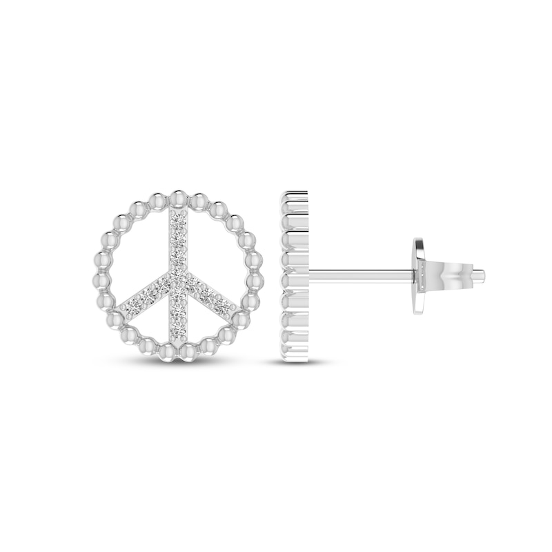 Diamond Peace Symbol Stud Earrings 1/10 ct tw Sterling Silver