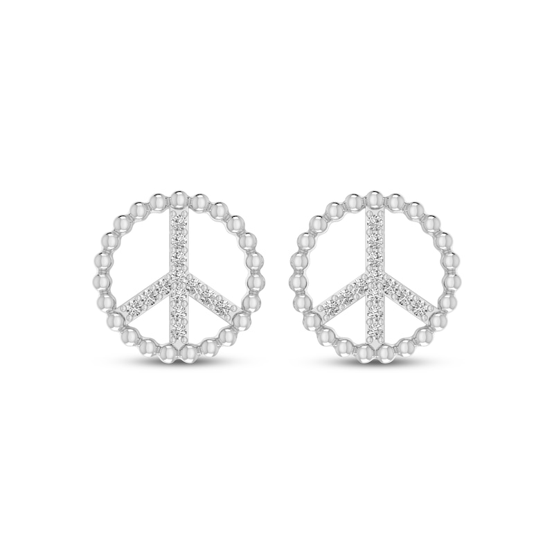 Diamond Peace Symbol Stud Earrings 1/10 ct tw Sterling Silver