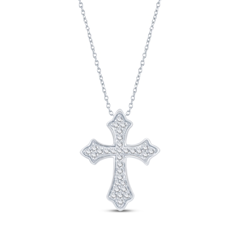 Diamond Cross Necklace 1/8 ct tw Sterling Silver 18”