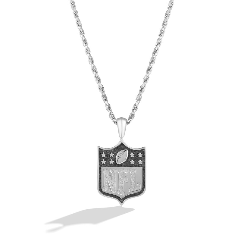 True Fans New York Giants 1/5 CT. T.W. Diamond and Enamel Reversible Shield Necklace in Sterling Silver