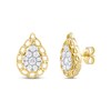 Thumbnail Image 1 of Round-Cut Diamond Pear-Shaped Chain Edge Stud Earrings 1/2 ct tw 10K Yellow Gold