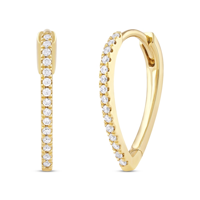 Main Image 1 of Round-Cut Diamond Pointed Hoop Earrings 1/5 ct tw 10K Yellow Gold