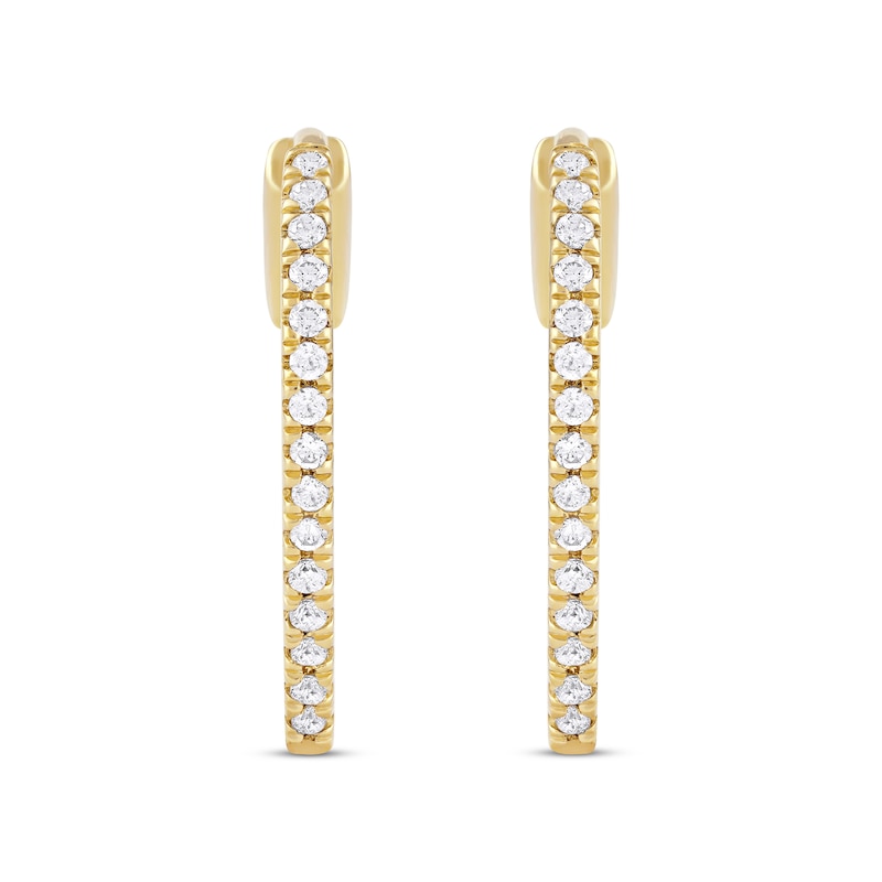 Main Image 2 of Round-Cut Diamond Pointed Hoop Earrings 1/5 ct tw 10K Yellow Gold