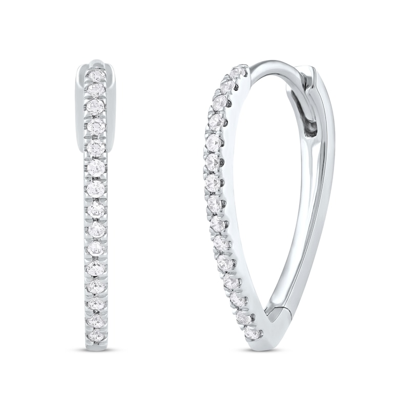 Main Image 1 of Round-Cut Diamond Pointed Hoop Earrings 1/5 ct tw Sterling Silver