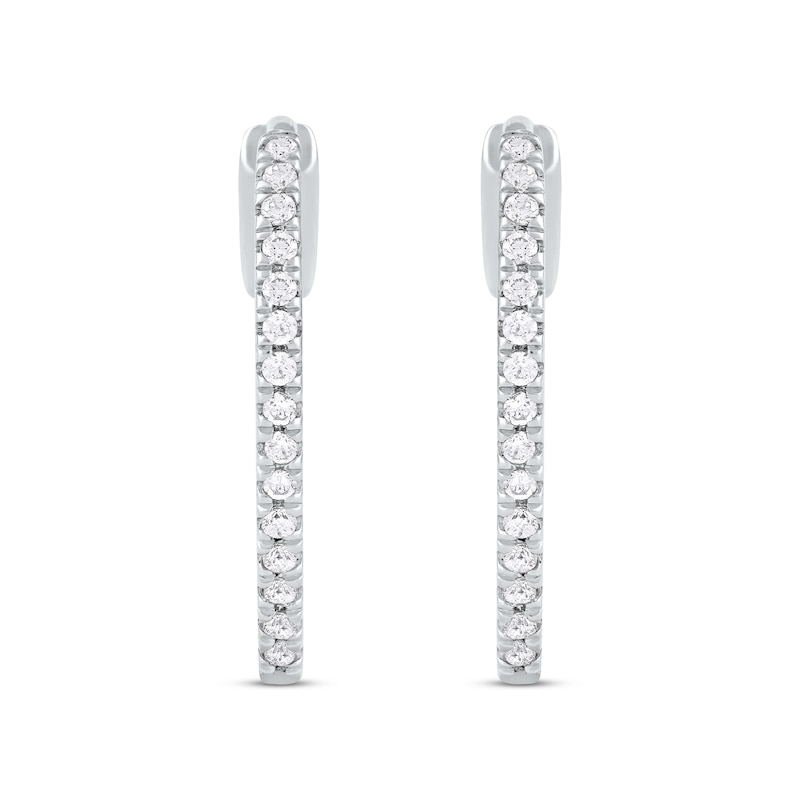 Main Image 2 of Round-Cut Diamond Pointed Hoop Earrings 1/5 ct tw Sterling Silver