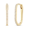 Thumbnail Image 1 of Round-Cut Diamond Oblong Hoop Earrings 1/5 ct tw 10K Yellow Gold