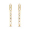 Thumbnail Image 2 of Round-Cut Diamond Oblong Hoop Earrings 1/5 ct tw 10K Yellow Gold
